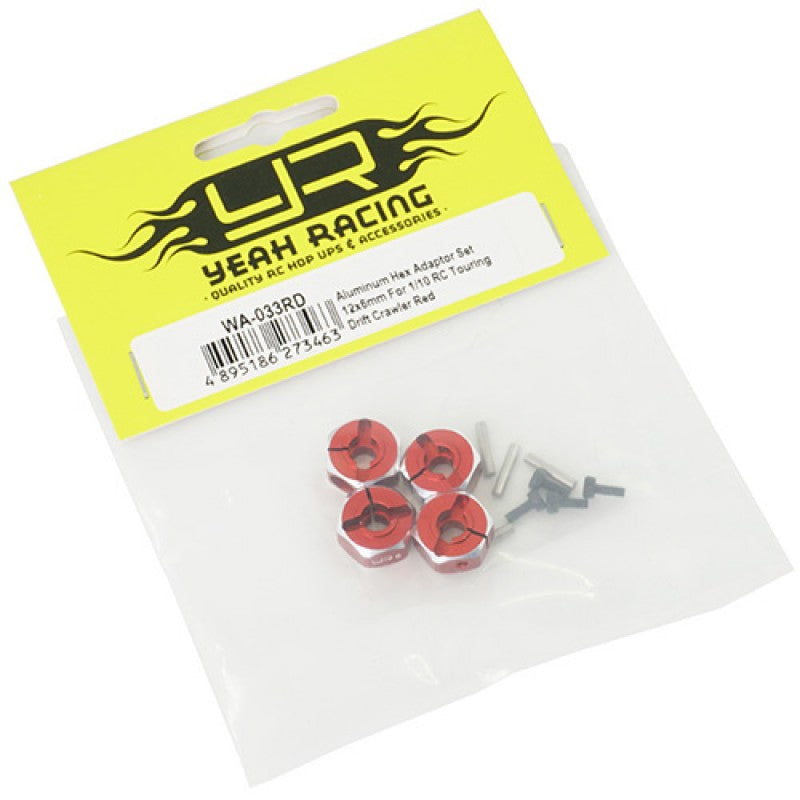 Aluminum Hex Adapter Set 12x6mm For 1/10 RC Touring Drift Crawler Red