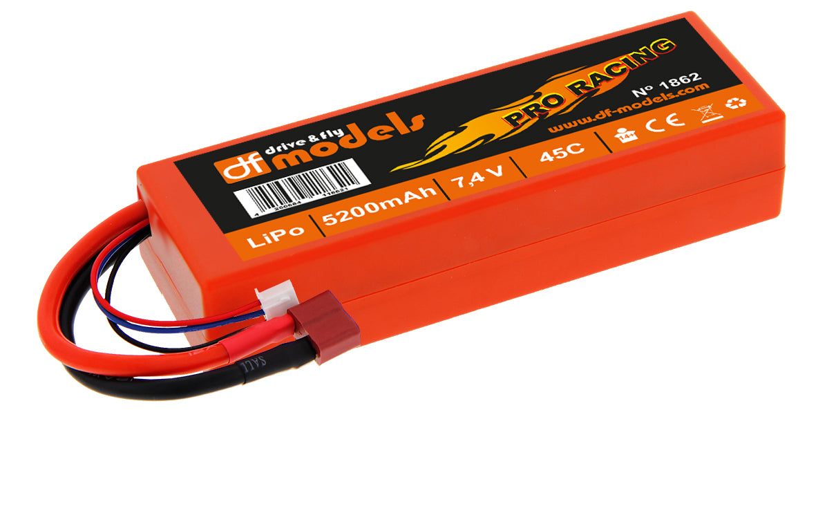 DF-Models Lipo Akku 2S - 7.4 Volt - 5200mAh 45C - eckig - RCXX - RC Racing Shop | RC Models | Tuning & Spare Parts for Professionals