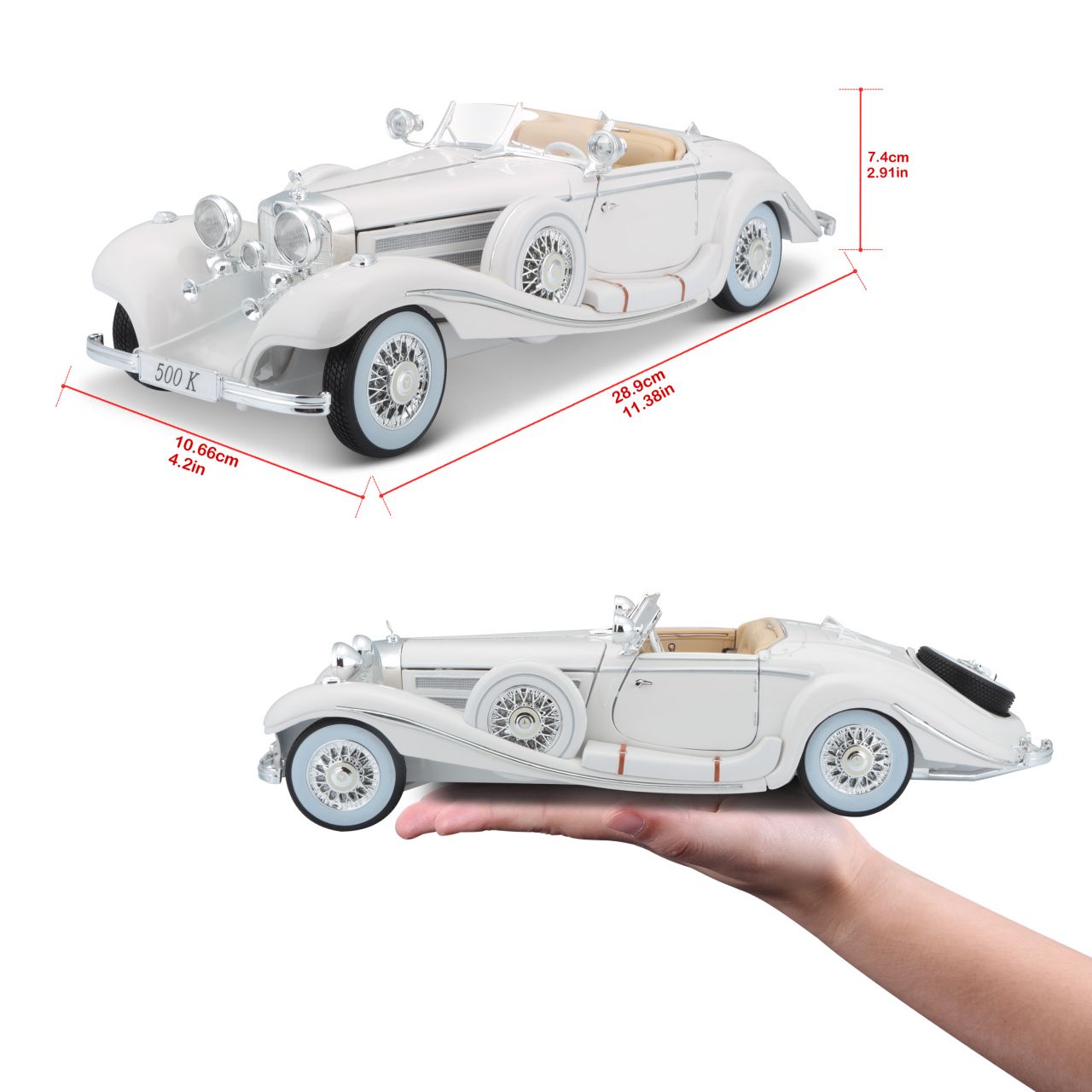 Mercedes Benz 500K Maharadscha 1936 1/18 weiss - RCXX - RC Racing Shop | RC Models | Tuning & Spare Parts for Professionals