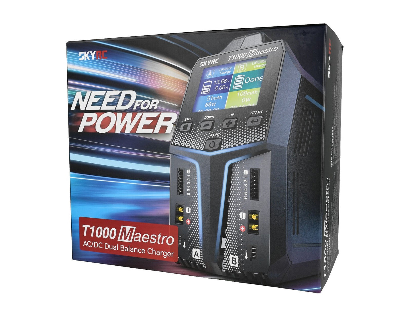 Chargeur double canal SkyRC T1000 Maestro - LiPo 1-6S | CA/CC | 450 W/1000 W