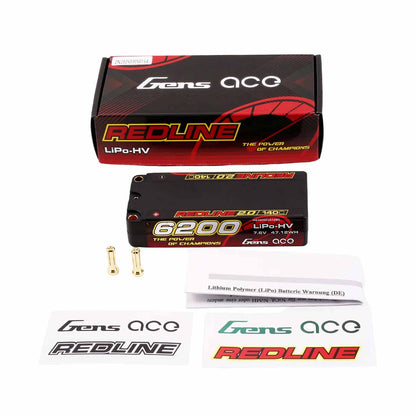 Batterie GensAce Redline 2.0 Mid Size 2S HV 7,6 V - 140 C - 6200 mAh 113 x 47 x 22 mm 228 g