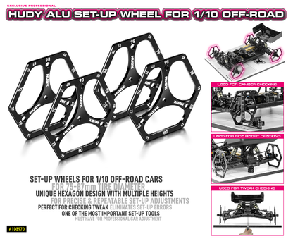 Hudy Setup Wheels for 1/10 Offroad (4) - H108970 - RCXX - rc racing for professionals