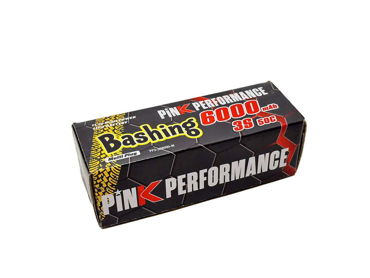 Batterie LiPo 3S rose pour le bashing, 11,1 V - 6000 mAh - 50C (multicolore), 139 x 47 x 39 mm, 460 g