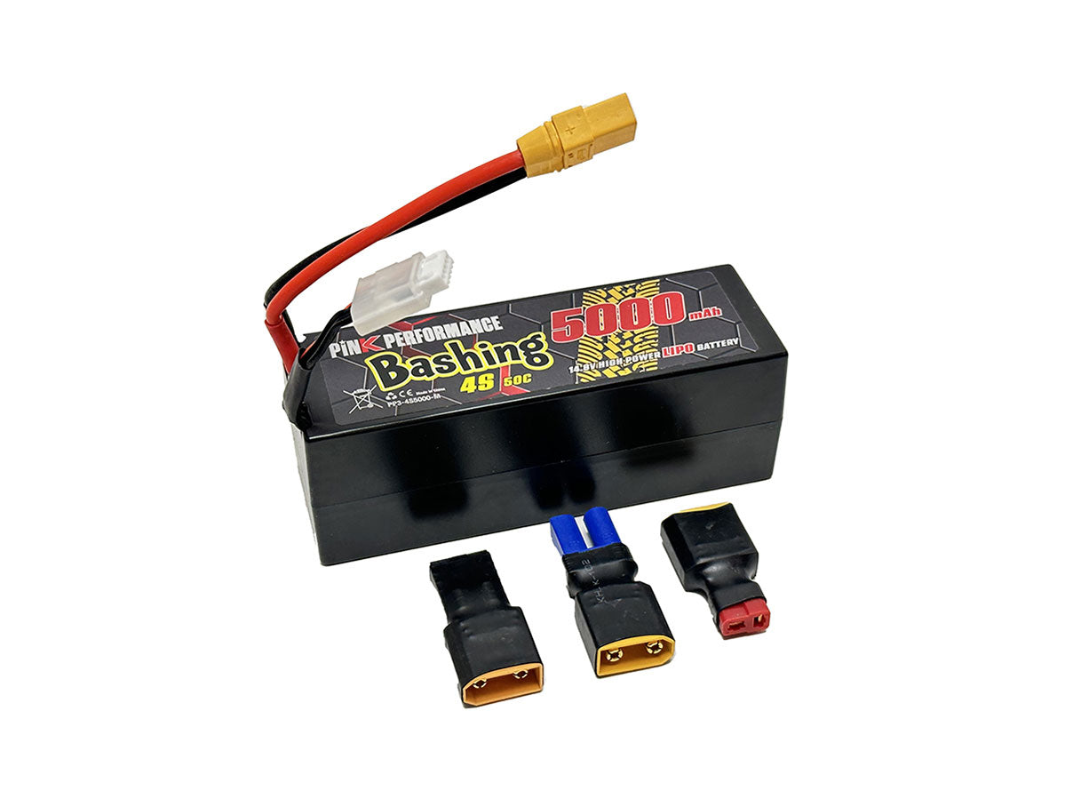 Batterie LiPo rose pour bashing 4S 14,8 V - 5000 mAh - 50C (Multicolore) 139 x 47 x 49 mm 590 g