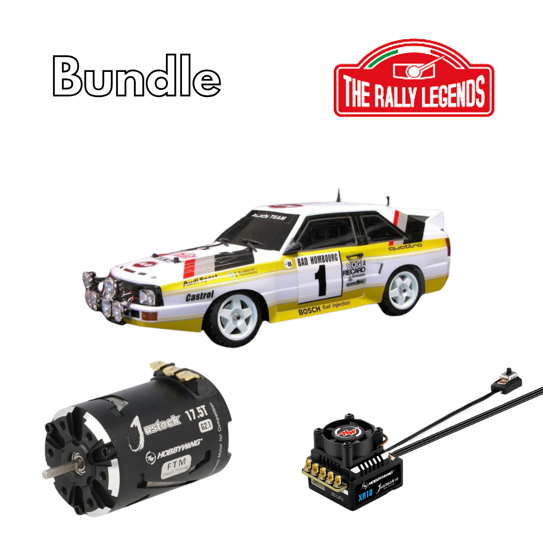 Rally Legends Audi Quattro 1985 - 1:10 RTR combo with Justock 17.5T 365 SD G2.1+ Justock G3S ESC set - RCXX - RC Racing Shop | RC Models | Tuning & Spare Parts for Professionals
