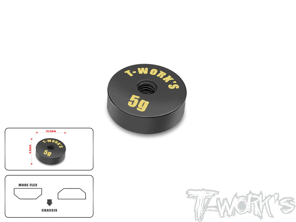 T-Works TA-066-M Anodized Precision Balancing Brass Weights 5g VERSION (1) 13.5x4.9mm - RCXX - rc racing for professionals