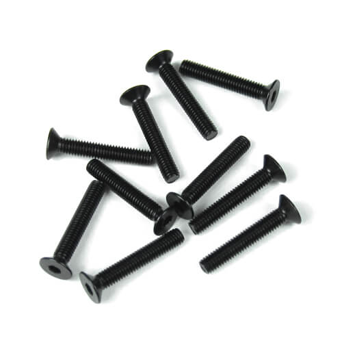 Tekno M3x18mm Flat Head Screws (black, 10pcs) - TKR1328