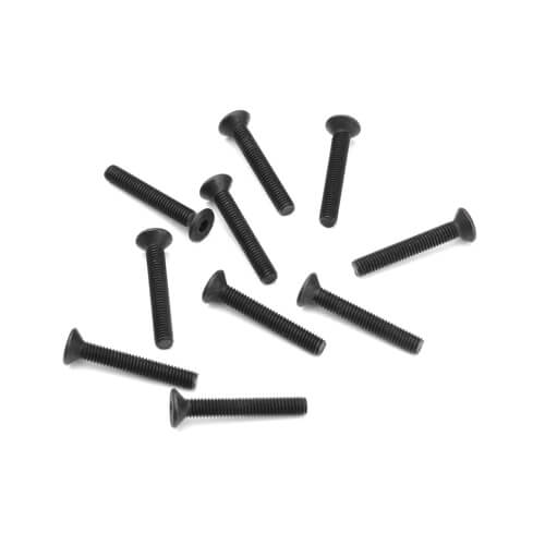 Tekno M3x20mm Flat Head Screws (black, 10pcs) - TKR1329