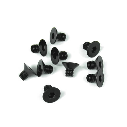 Tekno M4x6mm Flat Head Screws (black, 10pcs) - TKR1341