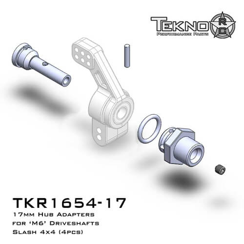Tekno 17mm Hub Adapters for M6 Driveshafts (for Slash 4x4, 2WD, 2pcs) - TKR1654-17