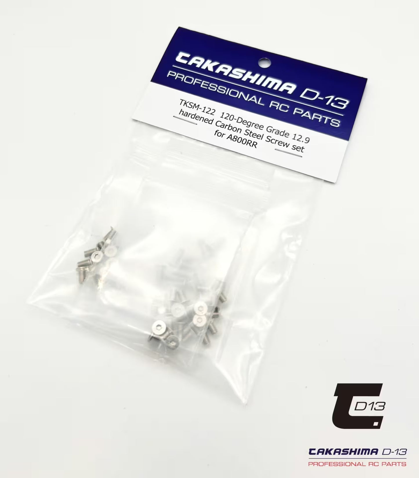 Kit de vis en acier 120° « trempé au carbone » – Kit complet pour châssis en acier de voiture de tourisme à l'échelle 1/10