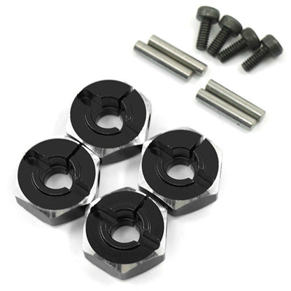 Aluminum Hex Adaptor Set 12x6mm For 1/10 RC Touring Drift Crawler Black