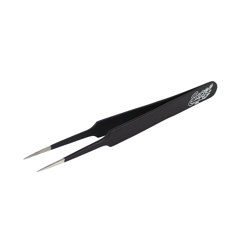 Straight, tapered tweezers - Black