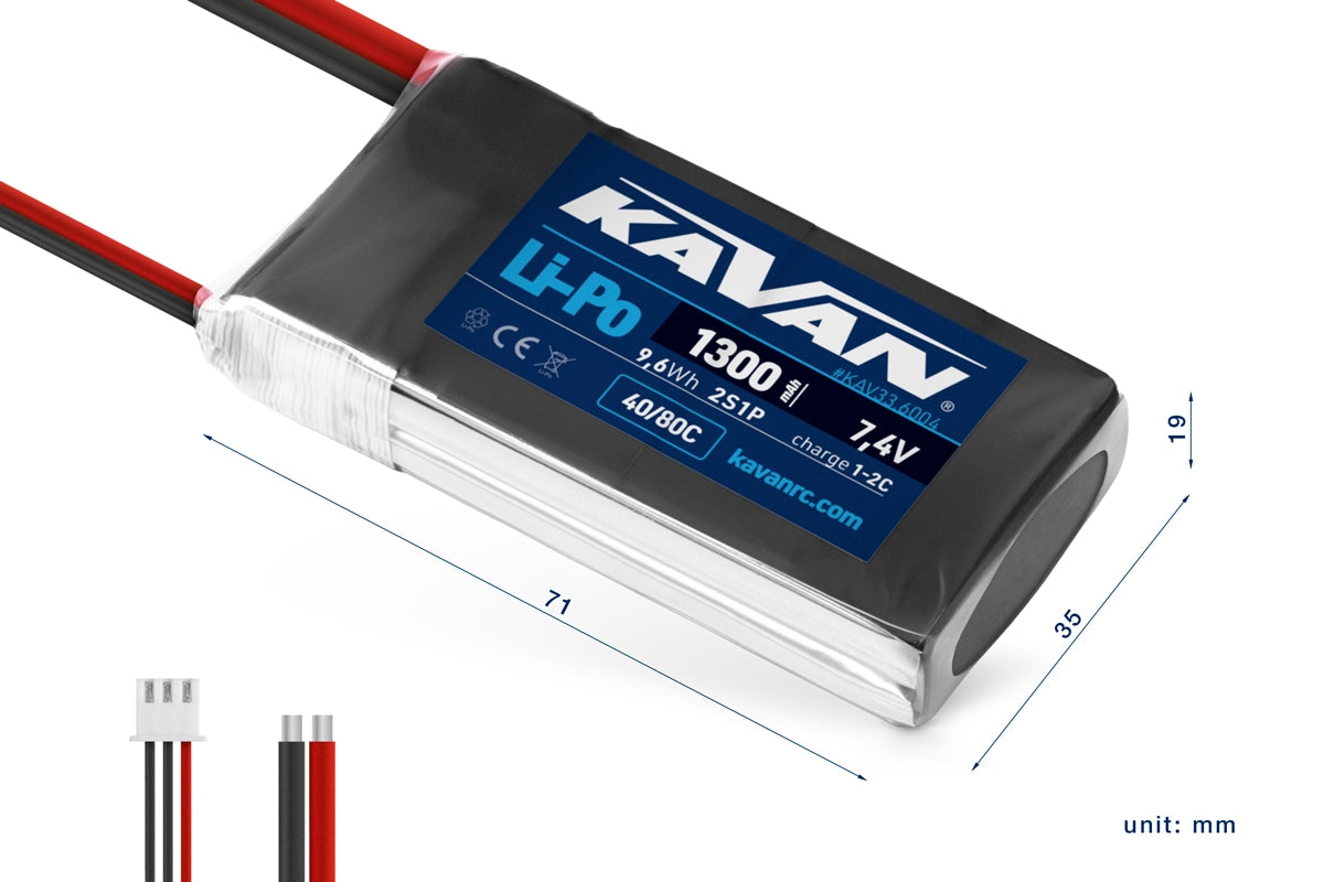 KAVAN Li-Po battery 1300mAh 7.4V 40/80C – KAV33.6004