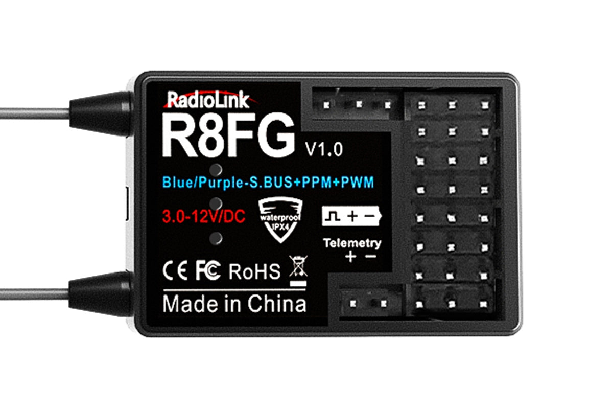Émetteur Radiolink RC8X avec récepteur R8FG - Kit radiocommandé 8 voies avec télémétrie et gyroscope