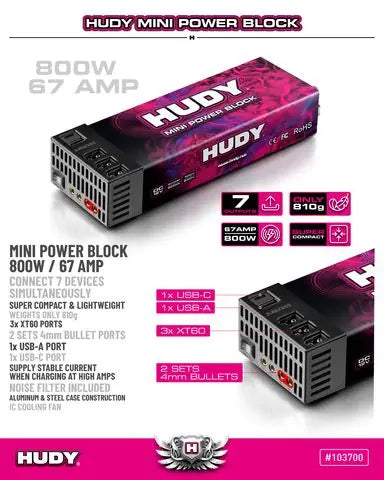 HUDY Mini Power Block 800W / 67 AMP – CH VERSION